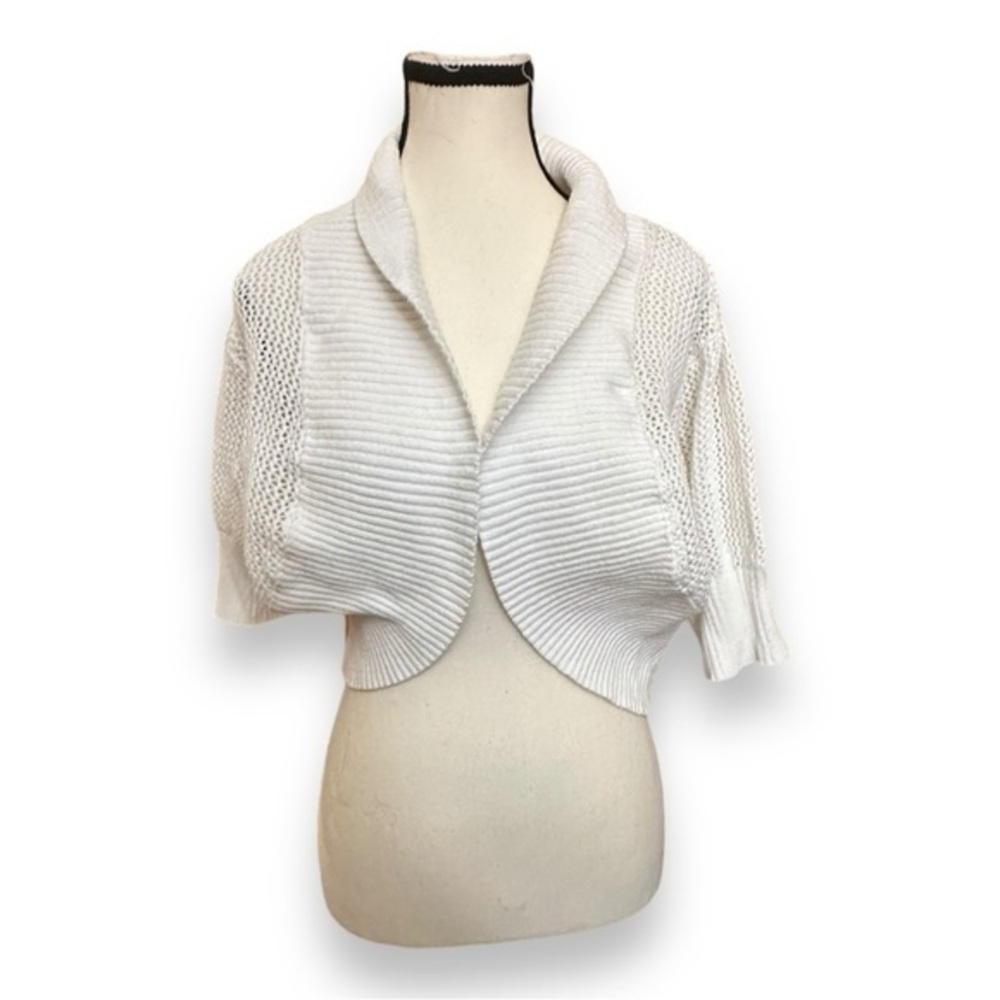 Women’s torrid 1 Vintage Style White Knit Short Sleeve Bolero Shrug 14 16